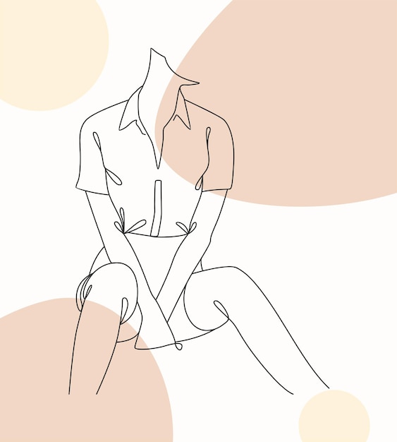 Vector minimalist design of the female body one line drawing style line arta