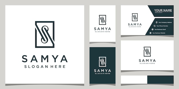 Minimalist design letter S logo template business card design