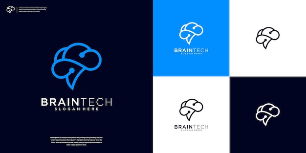 Minimalist Digital Brain Logo Design inspiration