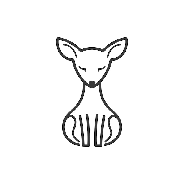 minimalist doe line art icon logo symbol