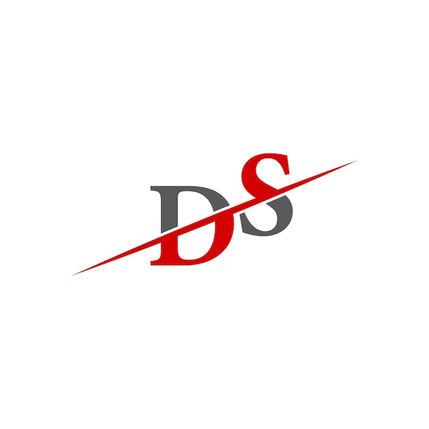 Vector minimalist ds logo with dynamic diagonal line