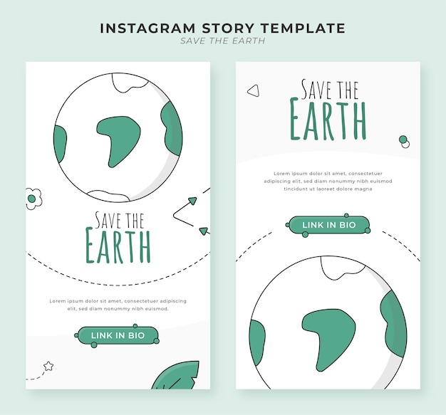 minimalist earth vector with environmental protection icons Story Template