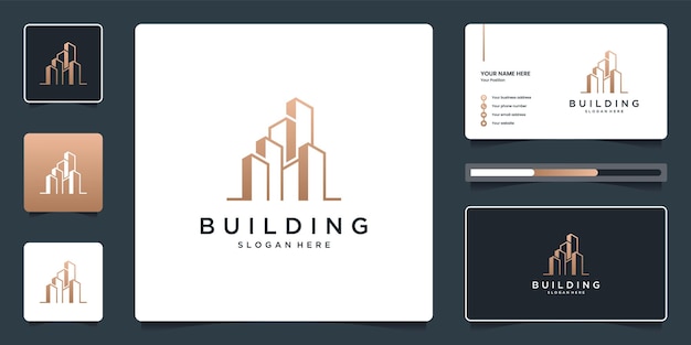 Minimalist elegant Architecture real estate logo and business card template