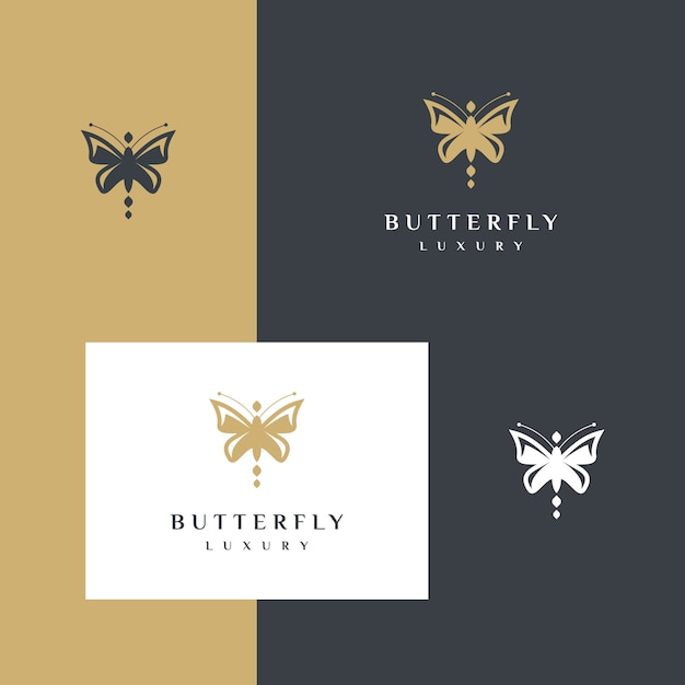 Minimalist elegant butterfly premium silhouette logo design