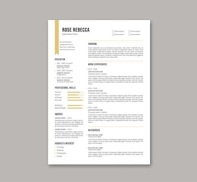 Minimalist and elegant cv resume design template