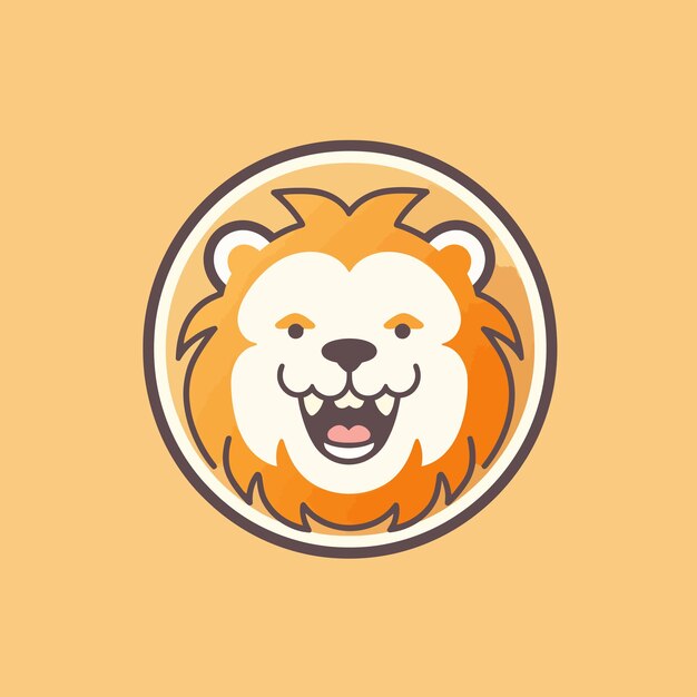 minimalist elegant digital icon design of a smiling lion vector