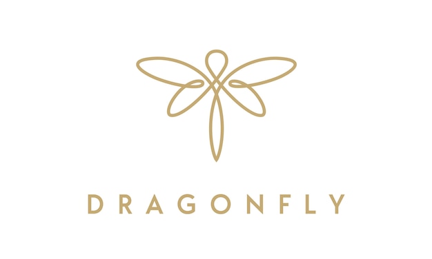 Minimalist elegant Dragonfly logo design with line art style