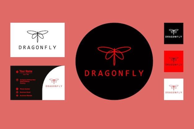 Minimalist Elegant Dragonfly Wings Icon Logo Vector Design Inspiration with Line Art Style