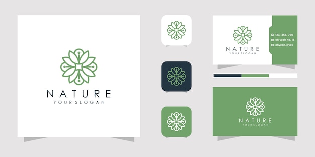 Minimalist elegant floral rose for beauty, cosmetics, yoga and spa. logo and business card.