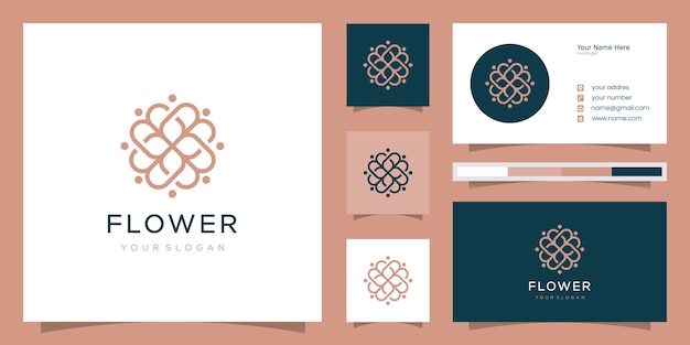 Minimalist elegant floral rose for beauty, cosmetics, yoga and spa. logo and business card