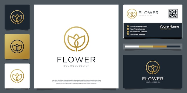 Minimalist elegant flower for flower shop, beauty, spa, skin care, salon and business card