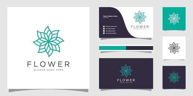 Minimalist elegant flower logo template and business card design.