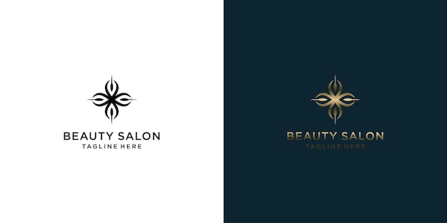 minimalist elegant gold beauty leaf cosmetic luxury logos design vector illustration with line art