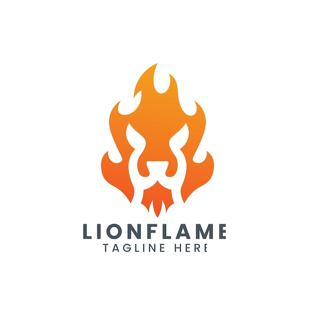 Vector minimalist elegant lion flame logo