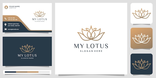 Minimalist elegant lotus flower logo design