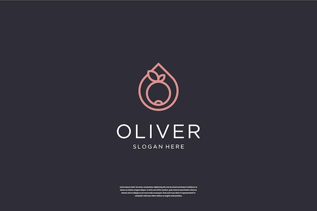 Minimalist elegant Olive Oil logo design with line art style