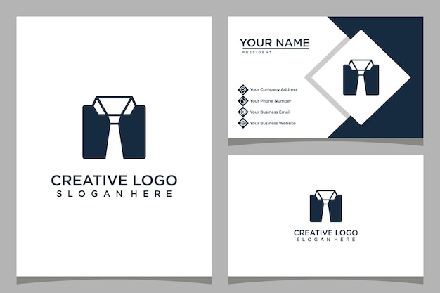 minimalist and elegant shirt and collar design logo template with business card design