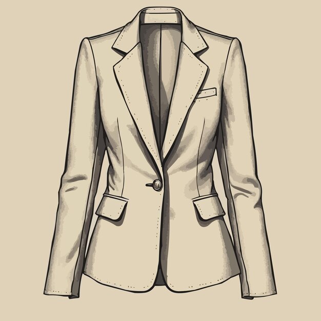 Vector minimalist fashion blazer create a flat sketch of a tailored blazer with clean lines featuring