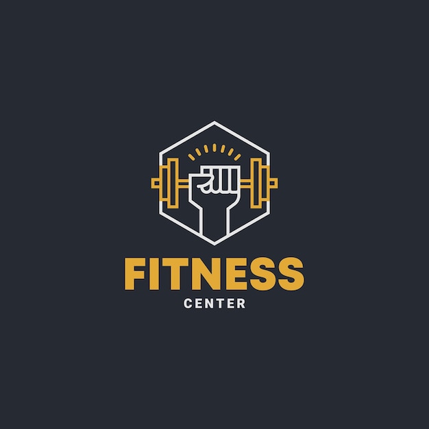 Minimalist fitness gym line art icon label logo template vector illustration design