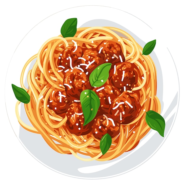 Minimalist Flat Vector Art of Spaghetti Bolognese