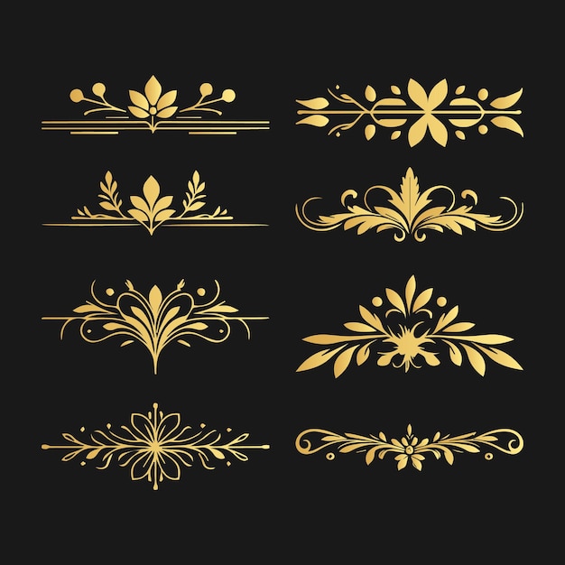 Vector minimalist floral divider vector design set