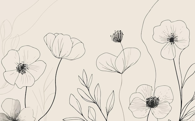 Vector minimalist floral line art illustration