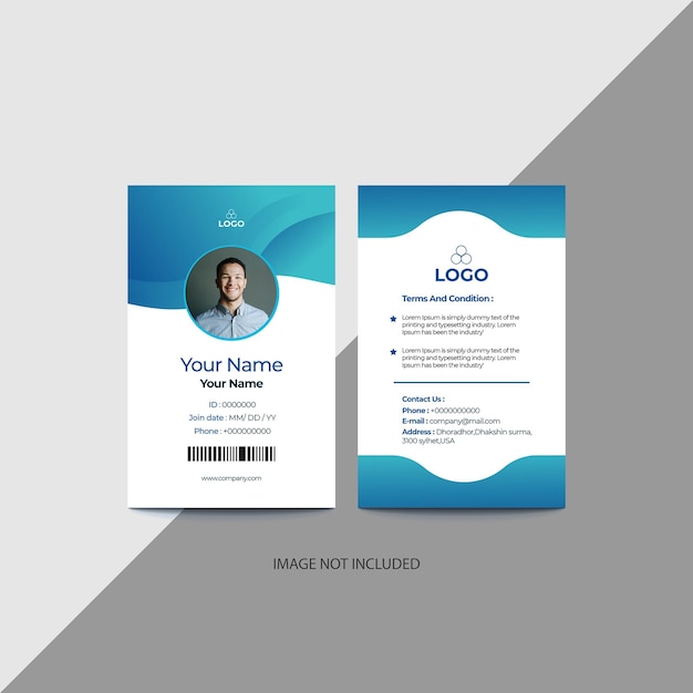 Minimalist Front and back id card template with picture