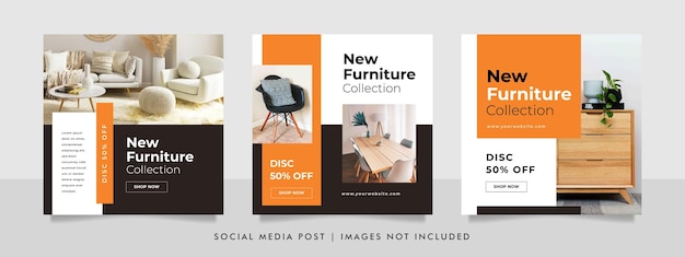 Minimalist furniture and home interior sale banner or social media post template