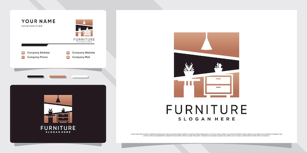 Minimalist furniture logo design inspiration for business property with business card template