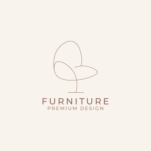 Minimalist furniture logo design style line art illustration