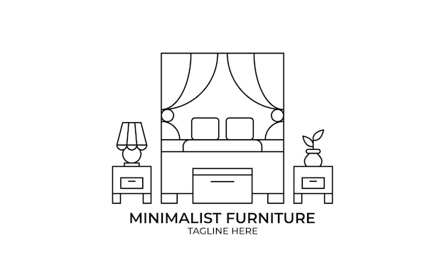 Minimalist furniture logo, line art furniture logo vector