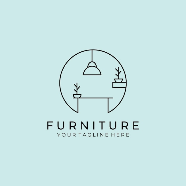 Minimalist furniture logo vector illustration design line art furniture logo