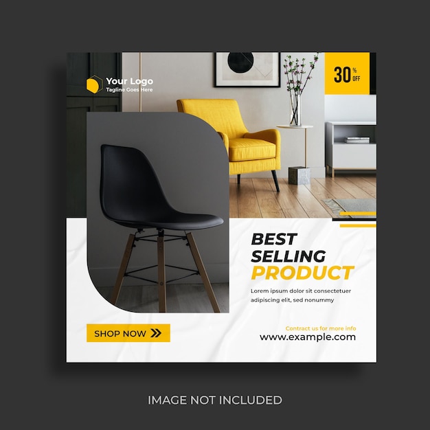 Minimalist furniture sale web banner or square flyer social media post template