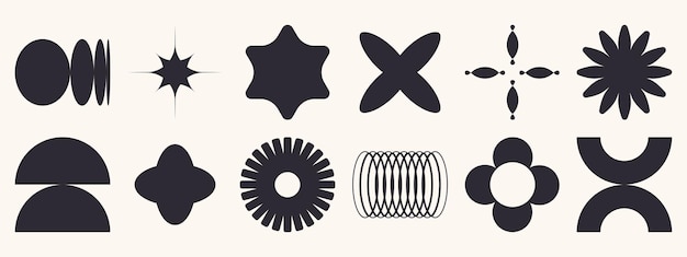 Minimalist Geometric Shapes Collection Retro Black and White