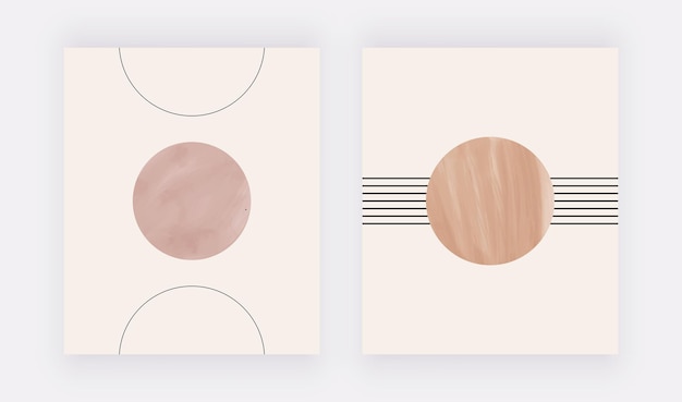 Minimalist geometric wall art prints with nude shapes and lines