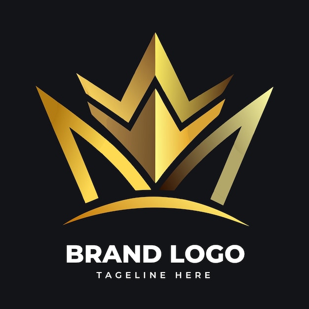 Vector minimalist gold crown logo for classic brand design