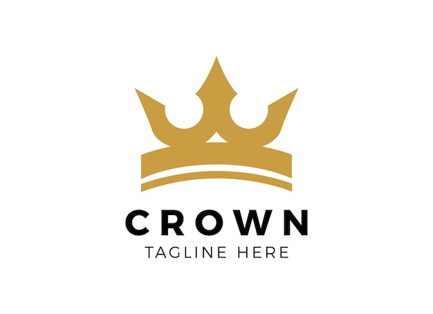 Minimalist gold crown logo design template.