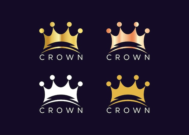 Minimalist Gold crown logo design vector template Luxury kings crown logo design