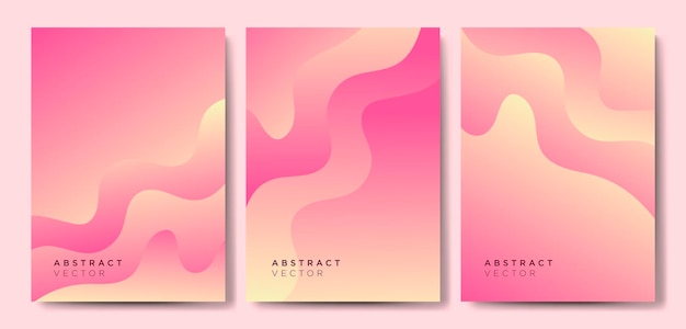 Minimalist gradient cover backgrounds vector set with modern shapes