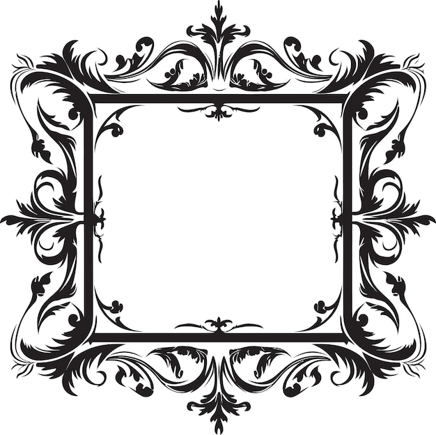 Minimalist Grandeur Black Frame Icon Vector Design Baroque Charm Artistic Decorative Frame Vector L