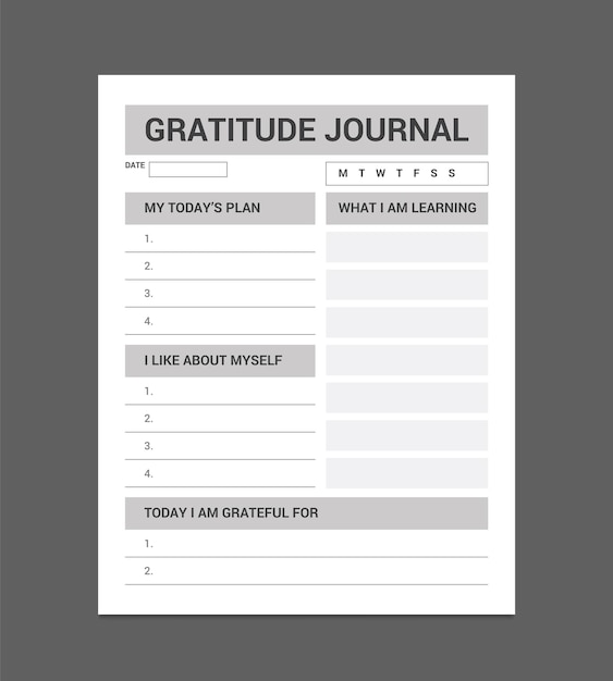 Minimalist gratitude journal template design