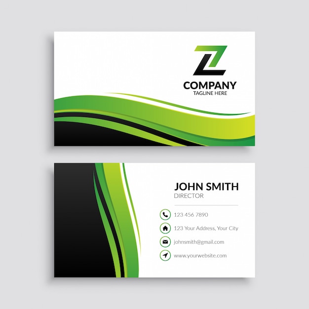 Minimalist Green Wave Business Card Template