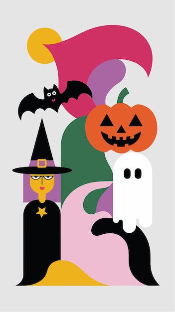 Vector minimalist halloween witch vector