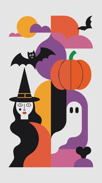 Vector minimalist halloween witch vector