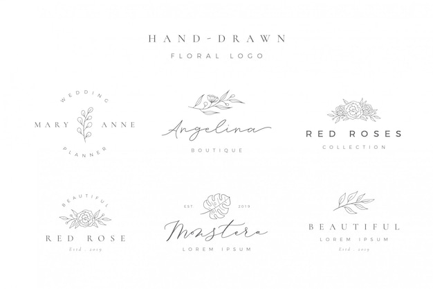 Minimalist hand drawn floral logo