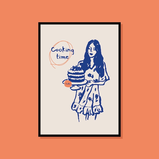 Minimalist hand drawn food poster for wall art collection