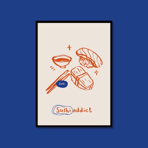 Minimalist hand drawn food poster for wall art collection