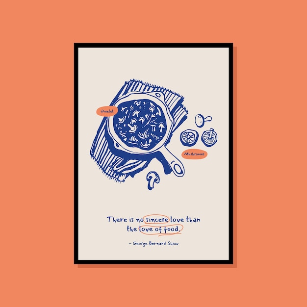 Minimalist hand drawn food poster for wall art collection