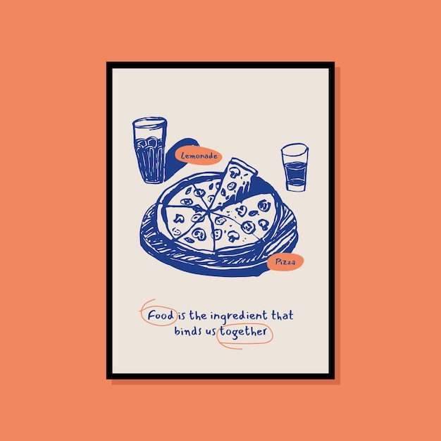 Minimalist hand drawn food poster for wall art collection