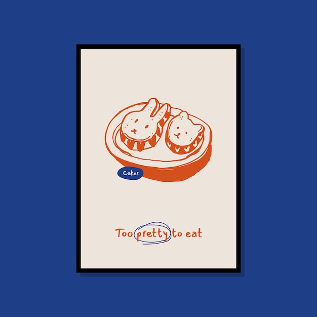 Minimalist hand drawn food poster for wall art collection